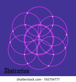 Rings, circles, purple, flower, backgrounds, blue abstraction.