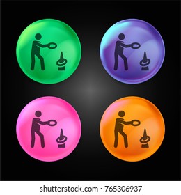 Rings crystal ball design icon in green - blue - pink and orange.