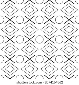 Rings and diamonds are black. Vector and seamless pattern.