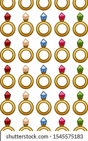 Rings with diamonds of different colors pattern