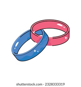 Esbozo vectorial del doodle de anillos Sticker. archivo EPS 10