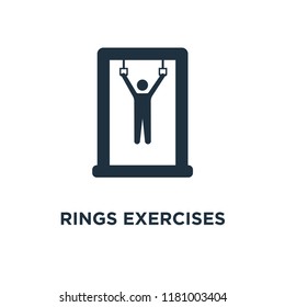 Rings Exercises icon. Black filled vector illustration. Rings Exercises symbol on white background. Can be used in web and mobile.