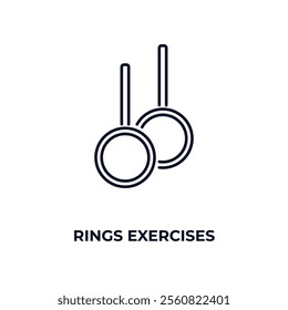 rings exercises outline icon. Linear vector from gym concept. Thin line rings exercises icon isolated on white background