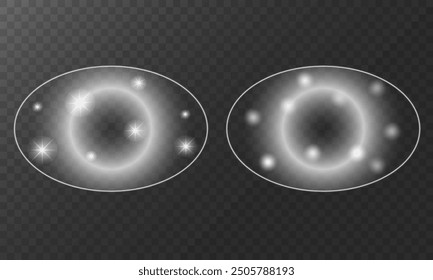 Rings. Glowing rings. Planetary orbits. Checkered background. Vector Illustration EPS10.