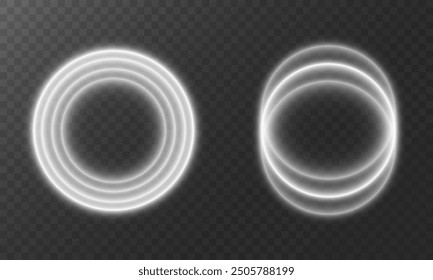 Rings. Glowing rings. Planetary orbits. Checkered background. Vector Illustration EPS10.