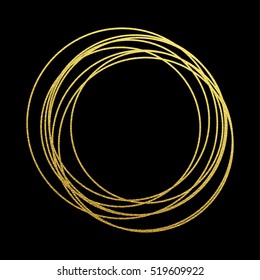 Rings of golden glitter. Gold sparkling abstract circles with golden foil gilding texture. Festive vector background for Christmas and New Year premium design