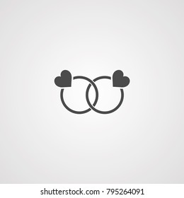 rings with heart valentines day vector icon