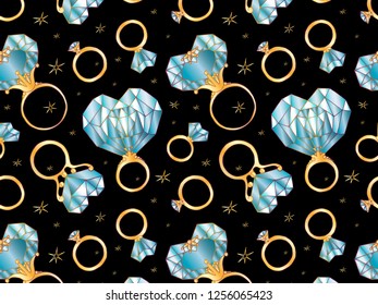 rings with hearts in the form of pattern