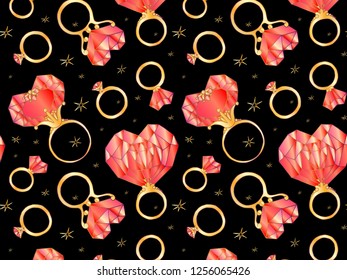 rings with hearts in the form of pattern