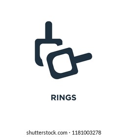 Rings icon. Black filled vector illustration. Rings symbol on white background. Can be used in web and mobile.