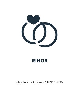 Rings icon. Black filled vector illustration. Rings symbol on white background. Can be used in web and mobile.