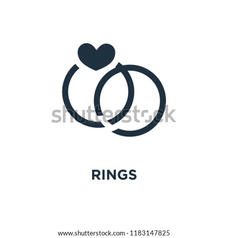 Rings icon. Black filled vector illustration. Rings symbol on white background. Can be used in web and mobile.
