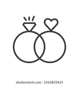 Rings Icon Depicting Interlocked Circular Shapes in Black and White