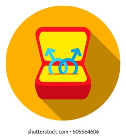 Rings icon in flat style isolated on white flat. Gay symbol vector illustration.