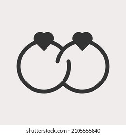 Icono de anillos aislados en fondo blanco. Anillo con símbolo de diamante en forma de corazón moderno, simple, vector, icono para el diseño de sitios web, aplicación móvil, ui. Ilustración vectorial