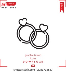 rings icon on white background. Vector premium design icons for Valentine's day icons, web site design, mobile app, logo, user interface. Editable stroke. Vector Illustration Eps10