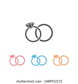 Rings icon set on white, vector illustration