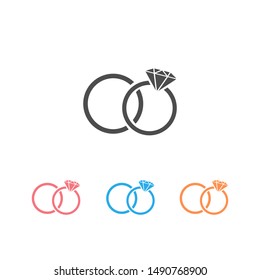 Rings icon set on white, vector illustration