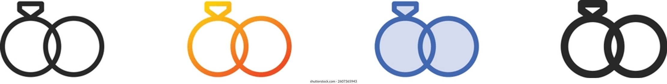 rings icon.Thin Linear, Gradient, Blue Stroke and bold Style Design Isolated On White Background