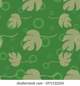 Rings and leafs vector seamless repeat pattern