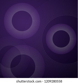 Rings line overlapping pattern isolated on dark background. For design elements in technology or modern concept. Vector illustration.