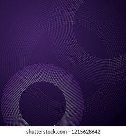 Rings line overlapping pattern isolated on dark background. For design elements in technology or modern concept. Vector illustration.
