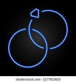 rings neon sign, modern glowing banner design, colorful modern design trends on black background. Vector illustration.