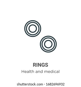 Rings outline vector icon. Thin line black rings icon, flat vector simple element illustration from editable health concept isolated stroke on white background