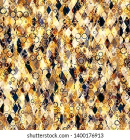 Rings and rhombus. Brown seamless texture. Abstract vector background for web page, banners backdrop, fabric, home decor, wrapping