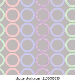 Rings, round shapes made of lines. Seamless minimalistic pattern of linear circles and rings. Vector