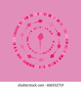 Rings or wreaths of buds. Floral background. Vector. Illustration. Vintage inscription. Circular ornament