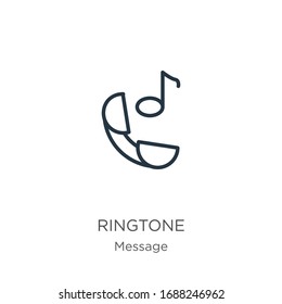 Ringtone icon. Thin linear ringtone outline icon isolated on white background from message collection. Line vector sign, symbol for web and mobile