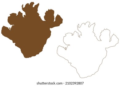 Ringvassoya island (Kingdom of Norway) map vector illustration, scribble sketch Ranes map