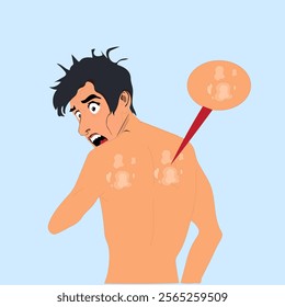 Ringworm disease on man's back, shocked to see ringworm on his back