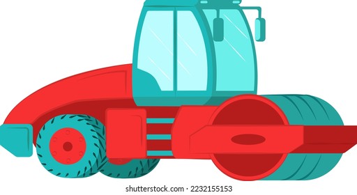 Rink asphalt rammer road machine vehicle equipment construction vector isolated on white