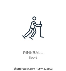 Icono de bola de rinkball. Icono de contorno lineal delgado aislado en fondo blanco de la colección deportiva. Signo vectorial de línea, símbolo para web y móvil