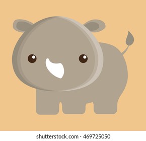 rino animal cute little cartoon icon. Colorful and flat design. Vector illustration