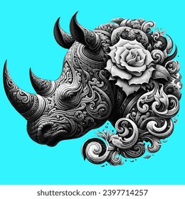 rino that uses the delicacy of Thai patterns. It fits seamlessly into a realistic shape. white background