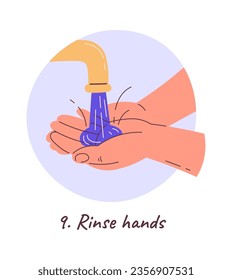 Rinse Hands Hygiene Badge Vector Illustration