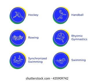 Rio 2016 Olympic games in Brazil. Rio summer Olympic games icons vector illustration. Sport disciplines vector icons and illustrations. Rio summer Olympic games symbols. Sport categories Rio 2016.