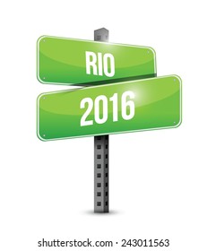 rio 2016 street sign illustration design over a white background