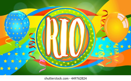 Rio Abstract Colorful Banner. Rio de Janeiro Carnival.