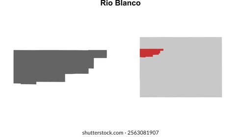 Rio Blanco County (Colorado) blank outline map set