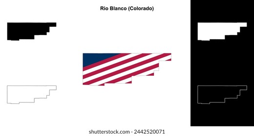 Rio Blanco county (Colorado) outline map set