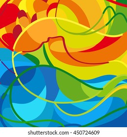 Rio. Brazil 2016 abstract background. Summer Games in Brazil pattern. Rio de Janairo abstract color vector for Art, Print, Web design. Paralympic Athletic Games pattern. Wheelchair athlete competition