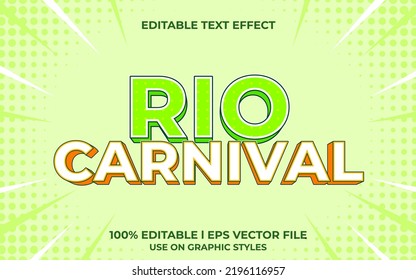 rio carnival 3d text effect with colorful theme. stylish text lettering typography font style