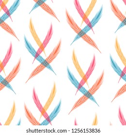 Rio Carnival. Colored feathers. Seamless pattern. Template for invitation ticket banner