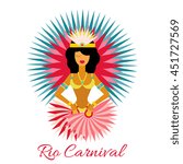 Rio Carnival Dancer vector illustration in flat design for card, banner, logo. Brazilian festival poster concept. Isolated on white background.