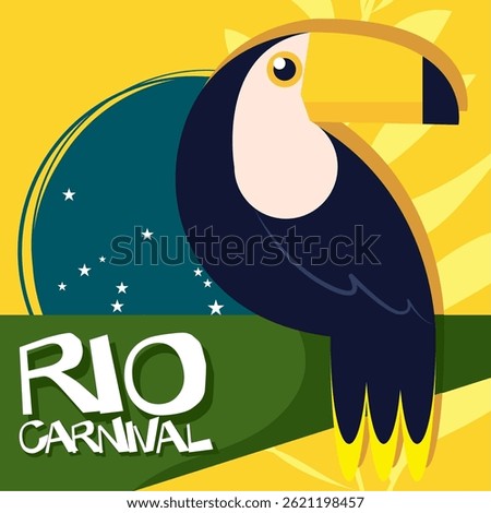 Rio carnival toucan bird. Vector illustration