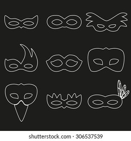 Rio carnival, white outline masks design eps10